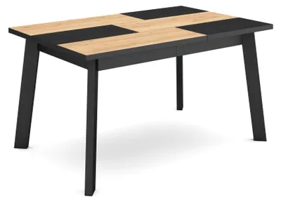Esstisch 140x90 cm, rechteckig, für 6 Personen, Eichenoptik/schwarz