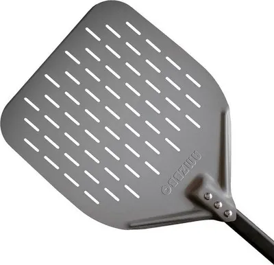 Produktbild von Famanu Pizzaschaufel 30 x 66 cm - Perforierte Schaufel aus anodisiertem Aluminium
