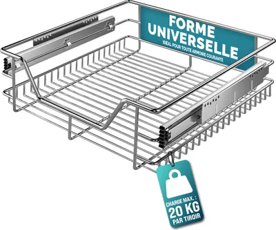 Image de CASARIA® Tiroir télescopique de rangement 50 cm pour armoire cuisine tiroir de cuisine métal tiroir coulissant