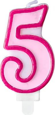 Produktbild von Geburtstagskerze Zahl 5, rosa, 7cm