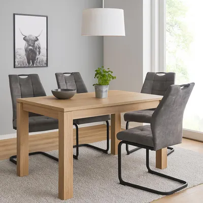 Produktbild von Modernes 4er Set hellbraune Schwingstühle für Esszimmer und Küche