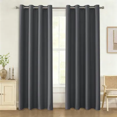 Image de Solidchoice - Ensemble de 2 rideaux occultants noirs avec œillets, pour intérieur