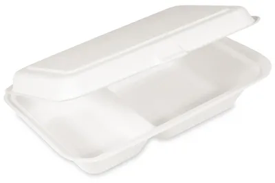 Produktbild von 250x Menüboxen Lunch-Boxen 2-geteilt aus Zuckerrohr Bagasse 250x162x63 mm