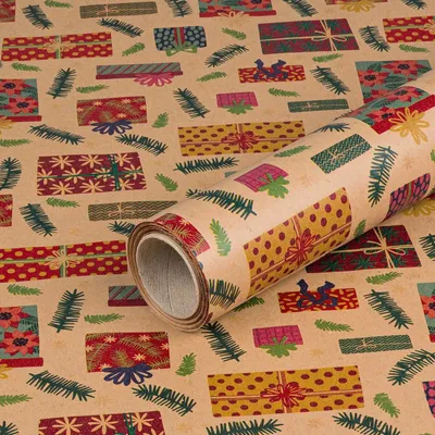 Produktbild von Geschenkpapier für Weihnachten, Weihnachtsgeschenke, Braun, 0,70 x 10 m