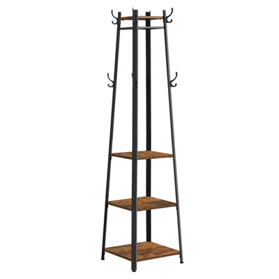 Produktbild von Kleiderständer mit Einlegeböden, vintage, schwarz, braun 45x45x181 cm