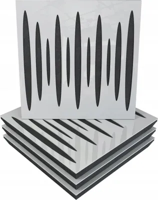 Produktbild von 6er-Set Akustikpaneele PULSAR 50x50x5 cm, Weiß glänzender Kunststoff – inkl. Montageset