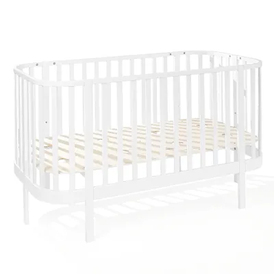 Produktbild von ATB MEBLE Gitterbett 140x70 cm - 2in1 Babybett Kinderbett umbaubar - GRAND Beistellbett Baby - Bett Baby Mitwachsend - Jugendbett - Weiß