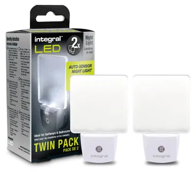 Image de Lampes de nuit LED intégrées, lot de 2, avec prise, détecteur de mouvement et lumière de nuit