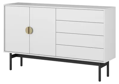 Kommode 2 Türen 4 Schubladen Push-to-Open 154 cm Weiß