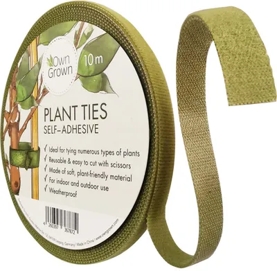 Produktbild von Gartenbinder: 10 m lange grüne Pflanzenbinder – Klettband für Zimmer- und Gartenpflanzen – Pflanzenstützband – Pflanzenbinder für Kletterpflanzen – OwnGrown