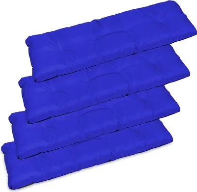Produktbild von 4er Set Sitzkissen Bankkissen Bankauflage für Gartenbank - 120x38 cm - Outdoor und Indoor - Blau