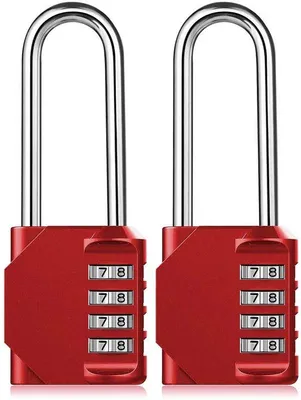 Obrázek produktu pro Robustní čtyřčíselný zámek typu U, 6,5 cm, červený, pro školy