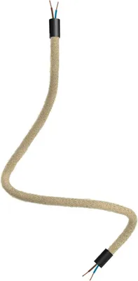 Immagine prodotto di Creative-Cables Kit Creative Flex tubo flessibile di estensione (60 cm di lunghezza, Ø 10 mm) – Rivestimento in RN06 juta e finiture nere – Con terminali metallici e accessori