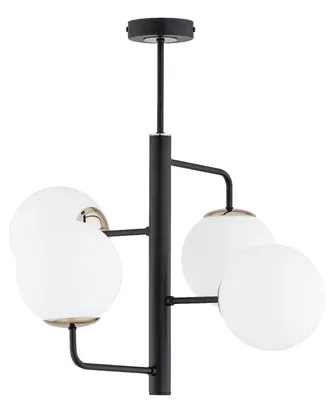 Obrázok produktu pre Závesná lampa LAMUR čierno-bielo-zlatá 4xE14x10W sklo rozmery: 55x52x52 cm IP20 Alfa