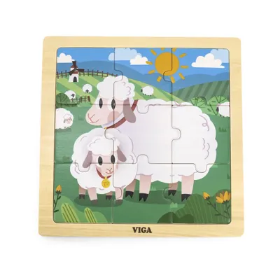 Produktbild von Viga Holzpuzzle Schäfchen 9 Teile