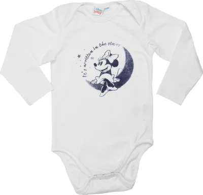 Produktbild von Disney Minnie Mouse Baby Body Unisex – It's written in the stars Strampler Schlafstrampler Langarm Weiß 86-92
