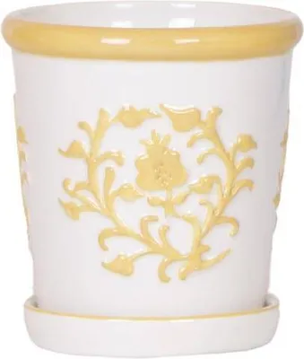 Zdjęcie produktu dla Doniczka Malaga - zólta - Ø9cm - ozdobna doniczka ceramiczna w stylu