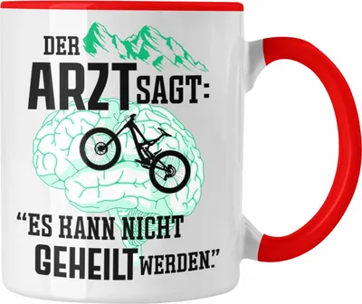 Produktbild von Trendation - Mountainbike Geschenke für Männer Tasse Geschenk Mountainbike-Fahrer Geschenkideen (Rot)