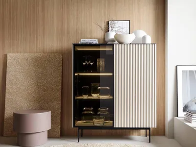 Produktbild von YOURHOUSE24 Vitrine ORTA WT-107 mit Beleuchtung, Kaschmir