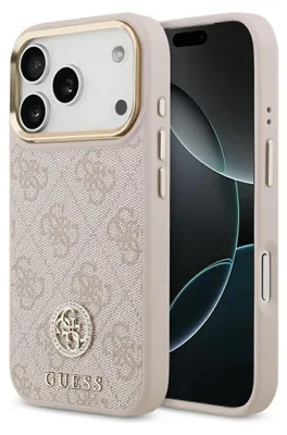 Produktbild von Guess 4G Strass Logo MagSafe Hülle für iPhone 17 Pro rosa