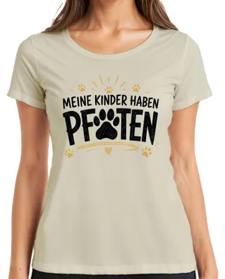 Immagine prodotto di Maglietta da donna con scritta "Mamma di cani, mamma di gatti", stile ironico, taglia XXL, colore naturale