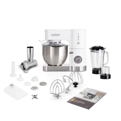Zdjęcie produktu dla Lauben LBNKM1200WT, 5,5 l, Stal nierdzewna, Biały, Przyciski, obrotowy, 1,5 l, Miksowanie, Stal nierdzewna