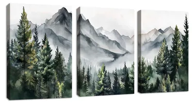 Produktbild von Set mit 3 abstrakten Landschaftsbildern auf Leinwand, Wanddekoration, 40x60 cm
