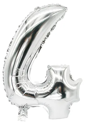 Obrázek produktu pro Papstar Folienluftballon Zahlenluftballon 4 silber metallic 35cm