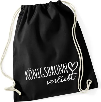Produktbild von Huuraa Turnbeutel Königsbrunn verliebt 12 Liter Black Baumwolle Rucksack Geschenkidee