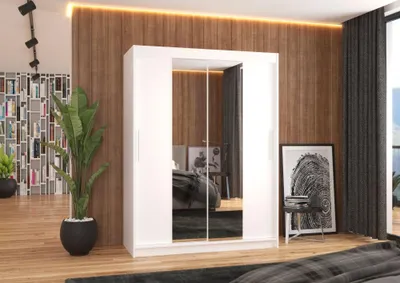 Obrázek produktu pro Šatní skříň se zrcadlem 150 cm GAFRA - bílá