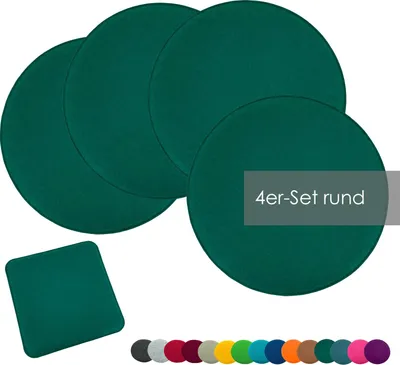 Produktbild von heimtexland ® Sitzkissen Set Filz Stuhlkissen Stuhlauflage Filzkissen Stuhl Polster Kissen Typ631 4er Set 35 cm Rund Tannengrün