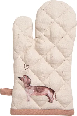 Produktbild von Clayre & Eef Ofenhandschuh 18x30 cm Beige Baumwolle Dackel
