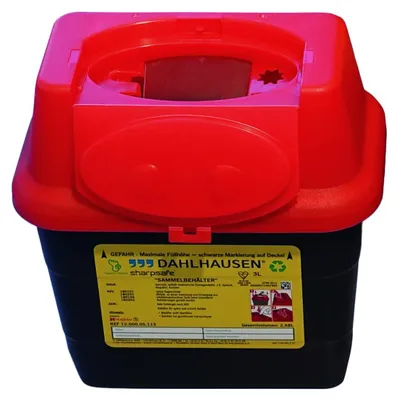 Produktbild von Dahlhausen Abwurfbehälter Sharpsafe 3 L roter Deckel