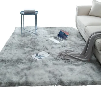 Produktbild von Polypropylen-Teppich 120 X 160 Cm, Flauschig, Hellgrau, Für Wohnzimmer Und Schlafzimmer