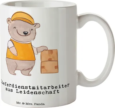Produktbild von Mr. & Mrs. Panda Geschenktasse Lieferdienstmitarbeiter Leidenschaft - Weiß - Geschenk, Lustig, Witzig, Teebecher, Becher, Tasse, Spruch, Kaffeetasse, haferl, Pizzabäcker