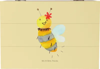Produktbild von Mr. & Mrs. Panda Box Biene Blume 22 x 15 cm - Gelb Pastell - Geschenk, Aufbewahrungstruhe, Geschenkbox, mit deckel, fotobox, Kiste