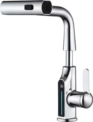 Produktbild von Avizar, Ausziehbare Waschtischarmatur mit LED-Temperaturanzeige, Silber