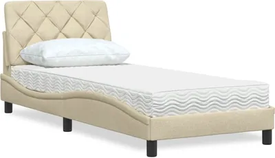 Immagine prodotto di Letto con materasso crema 90x200 cm in tessuto