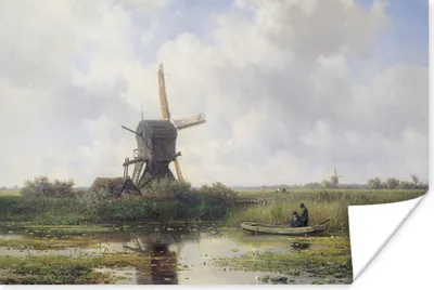 Produktbild von MuchoWow® Poster Mühle - Willem Roelofs - Alte Meister - Kunst 120x80 cm - Bilder