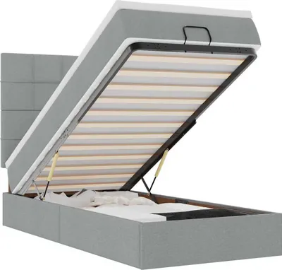 Immagine prodotto di vidaXL Ottoman letto con materasso grigio chiaro 90x190 cm tessuto