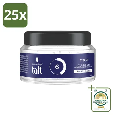 Zdjęcie produktu dla 25 sztuk żelu do stylizacji włosów Taft Men Power Gel Titane Hold 6 - Mocna utrwalność - 250 ml - Opakowanie zbiorcze