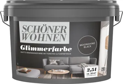 Produktbild von SCHÖNER WOHNEN Glimmerfarbe Wandfarbe Matt Effekt Glitzer-Optik 2,5 L Farbwahl, Farbe:Moonshine Black