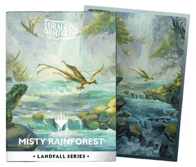 Zdjęcie produktu dla Dragon Shield MTG Landfall – matowe, dwukolorowe koszulki na karty „Misty Rainforest” – 100 sztuk