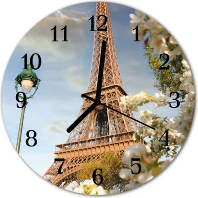 Produktbild von Glasuhr Wanduhr Küchenuhr Echt-Glas 30fi cm Eiffelturm Paris mehrfarbig