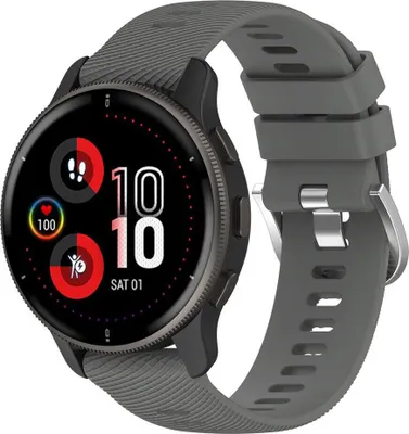 Produktbild von Strap-it Silikonarmband passend für Garmin Venu / SQ / SQ 2 / 2 Plus / Vivoactive 3 / 5 / Vivomove HR / Forerunner 245/ 645 / 165 / 555 – Dunkelgrau