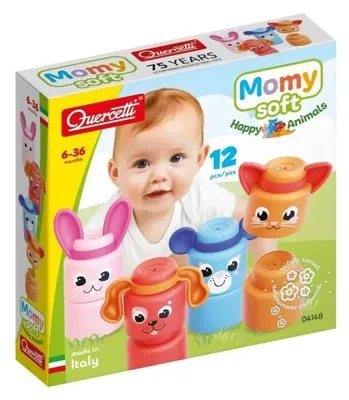 Produktbild von Quercetti Baukasten Momy Soft Tiere - 12 weiche Bausteine für Babys