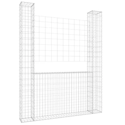 Produktbild von vidaXL Gabionenkorb U-Form mit 2 Säulen Eisen 140x20x200 cm