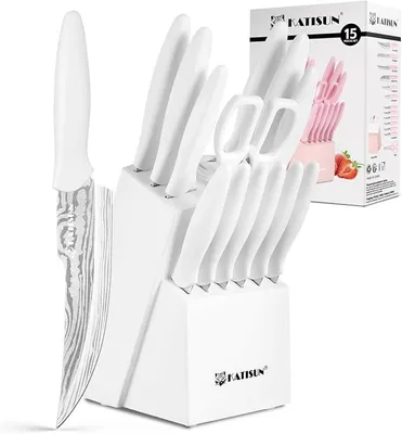 Imagen del producto de C15DAWT - Juego de cuchillos de cocina de 15 piezas con bloque de cuchillos y afilador integrado