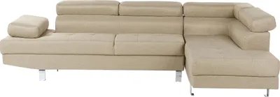 Zdjęcie produktu dla BELIANI Narożnik lewostronny jasnobeżowy tapicerowany 5 osobowa sofa z regulowanymi zagłówkami