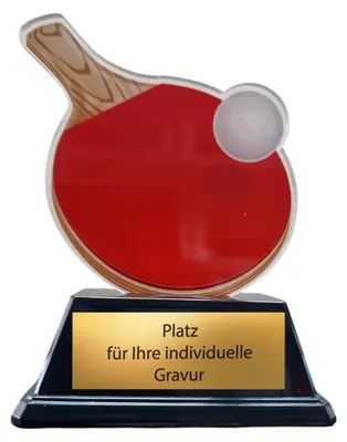 Produktbild von Tischtennis-Pokal 10 cm - Leichte Sport-Trophaee mit Schlaeger & Ball